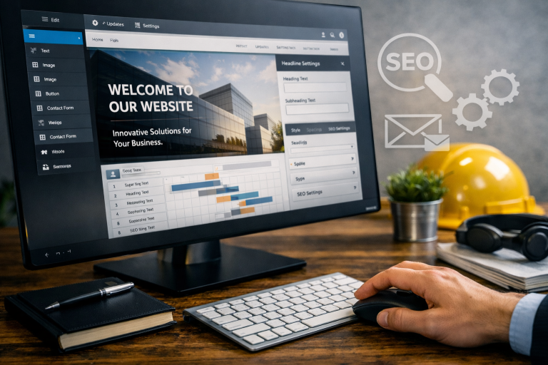 Solutions digitales et webmaster pour artisans du bâtiment – site internet, optimisation, intégration d’outils et automatisations.